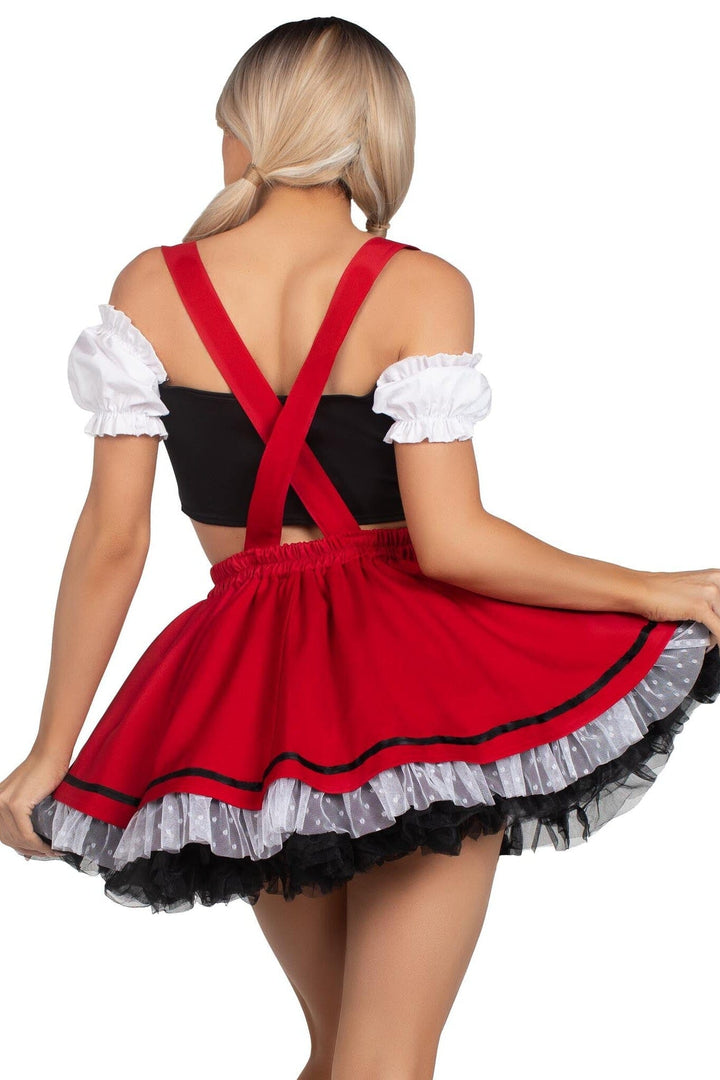 2 Piece Beerfest Babe Lace Trim Crop Top, Suspender Skirt Costume Set-Beer Girl Costumes-SEXYSHOES.COM