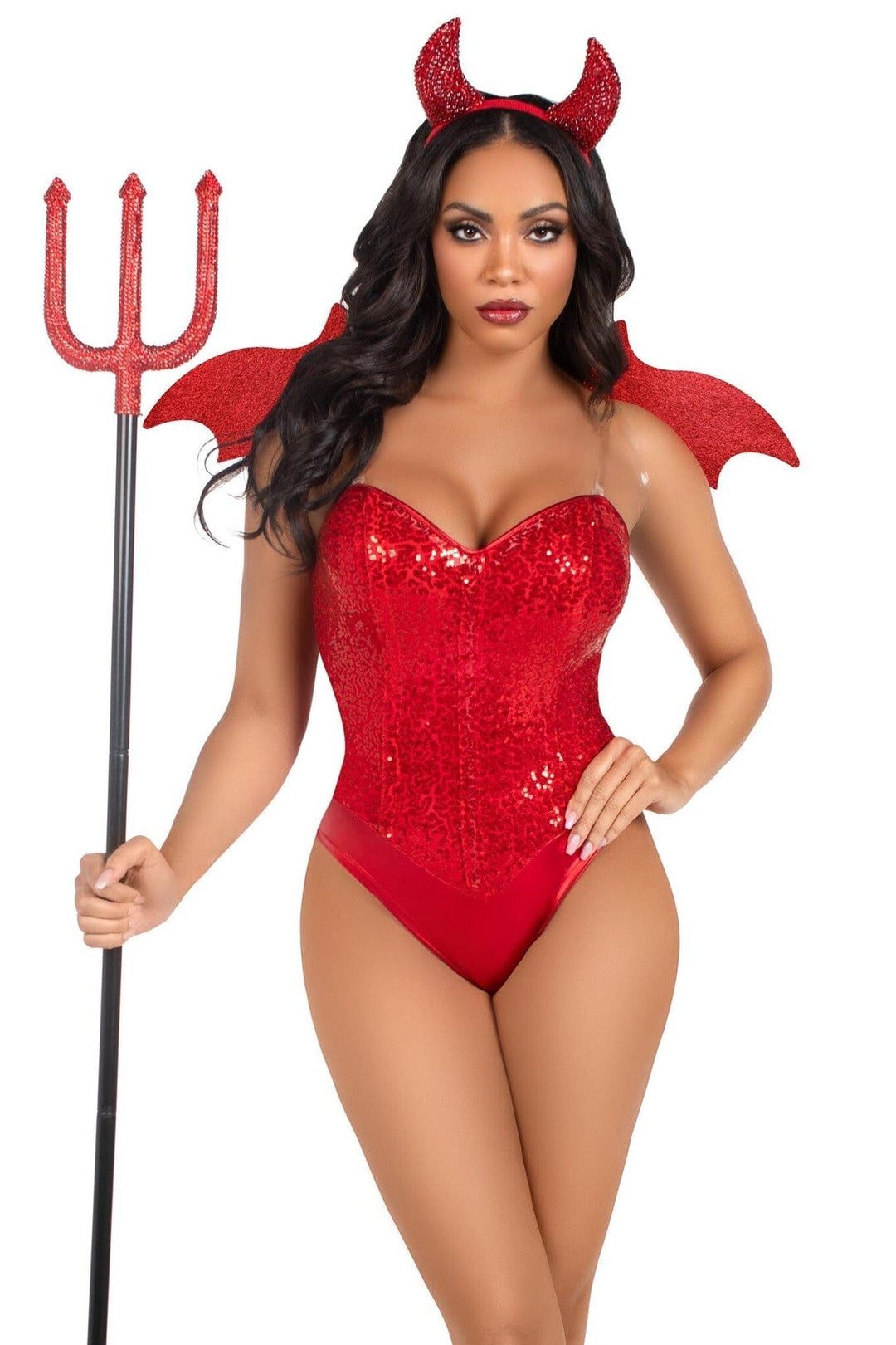 2 Piece Devil Kit, Includes Rhinestone Devil Wings And Horn Headband-Costume Kits-SEXYSHOES.COM