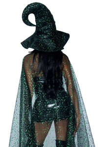 2 Piece Glitter Moon Cape And Witch Hat-Costume Kits-SEXYSHOES.COM