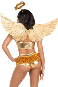 2 Piece Metallic Angel Wings And Tinsel Halo Headband-Wings + Harness-SEXYSHOES.COM