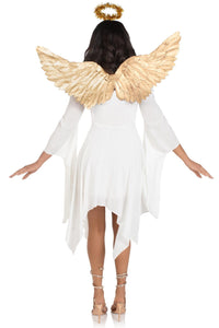 2 Piece Metallic Angel Wings And Tinsel Halo Headband-Wings + Harness-SEXYSHOES.COM