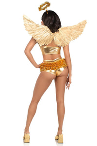 2 Piece Metallic Angel Wings And Tinsel Halo Headband-Wings + Harness-SEXYSHOES.COM