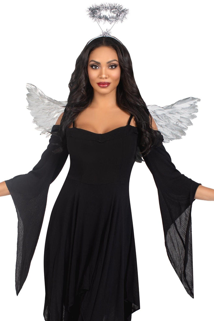 2 Piece Metallic Angel Wings And Tinsel Halo Headband-Wings + Harness-SEXYSHOES.COM