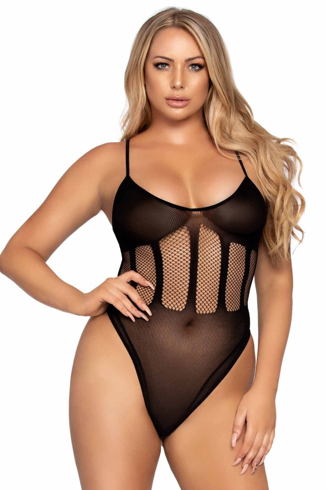 2 Piece Net & Opaque Bodysuit & Matching Skirt-Lingerie Sets-SEXYSHOES.COM