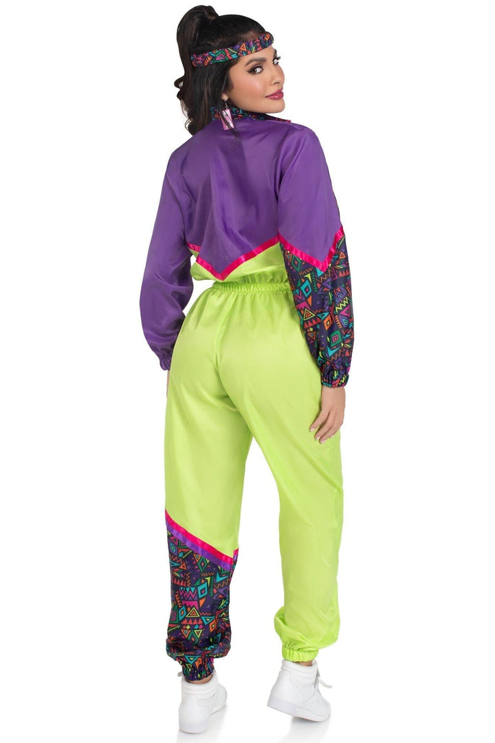 2 Piece Rad 80S Tracksuit, Includes Zip-Up Tracksuit & Headband-80's Costumes-SEXYSHOES.COM