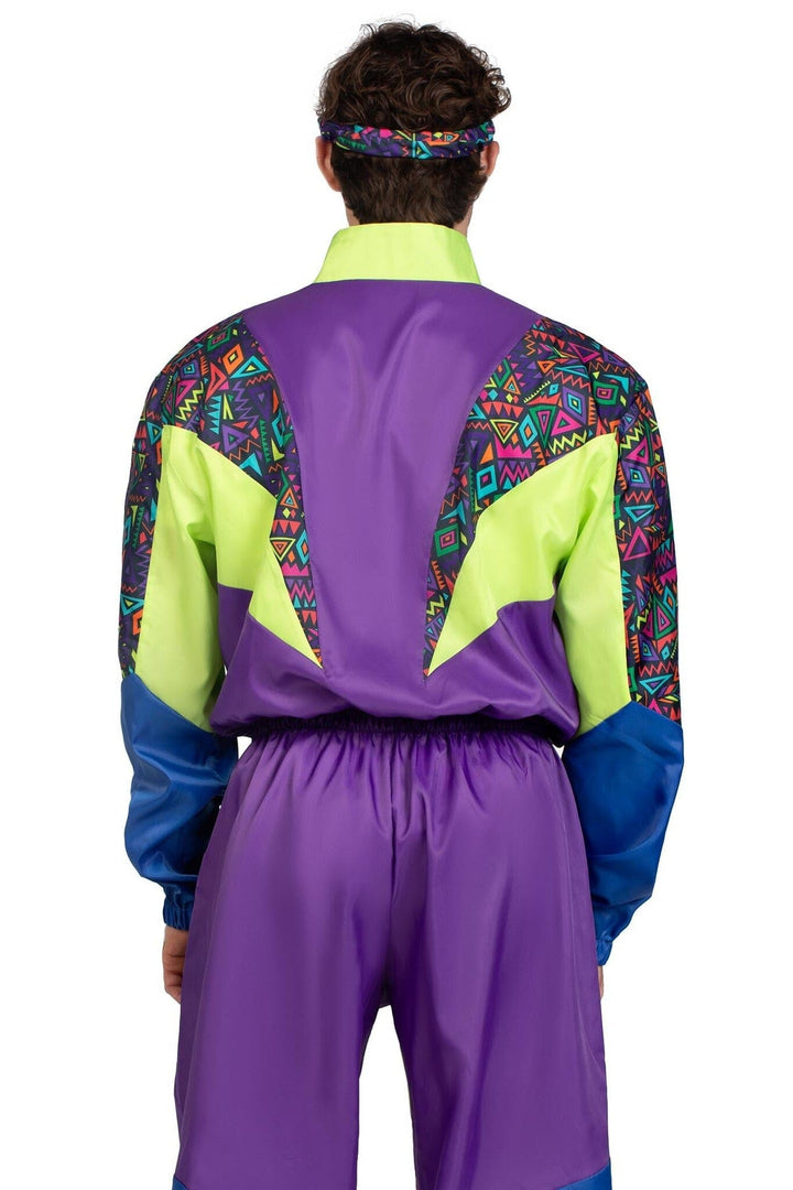2 Piece Retro 80S Tracksuit, Includes Zip-Up Tracksuit & Headband-80's Costumes-SEXYSHOES.COM
