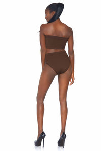 2 Piece Seamless Opaque Microfiber Ribbed Bandeau Top & High Waist Brief-Shapewear-SEXYSHOES.COM