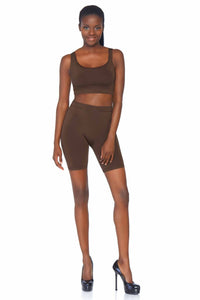 2 Piece Seamless Opaque Spandex Crop Tank And Bike Shorts-Shapewear-SEXYSHOES.COM