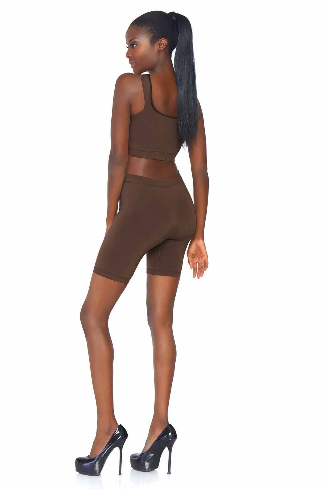 2 Piece Seamless Opaque Spandex Crop Tank And Bike Shorts-Shapewear-SEXYSHOES.COM