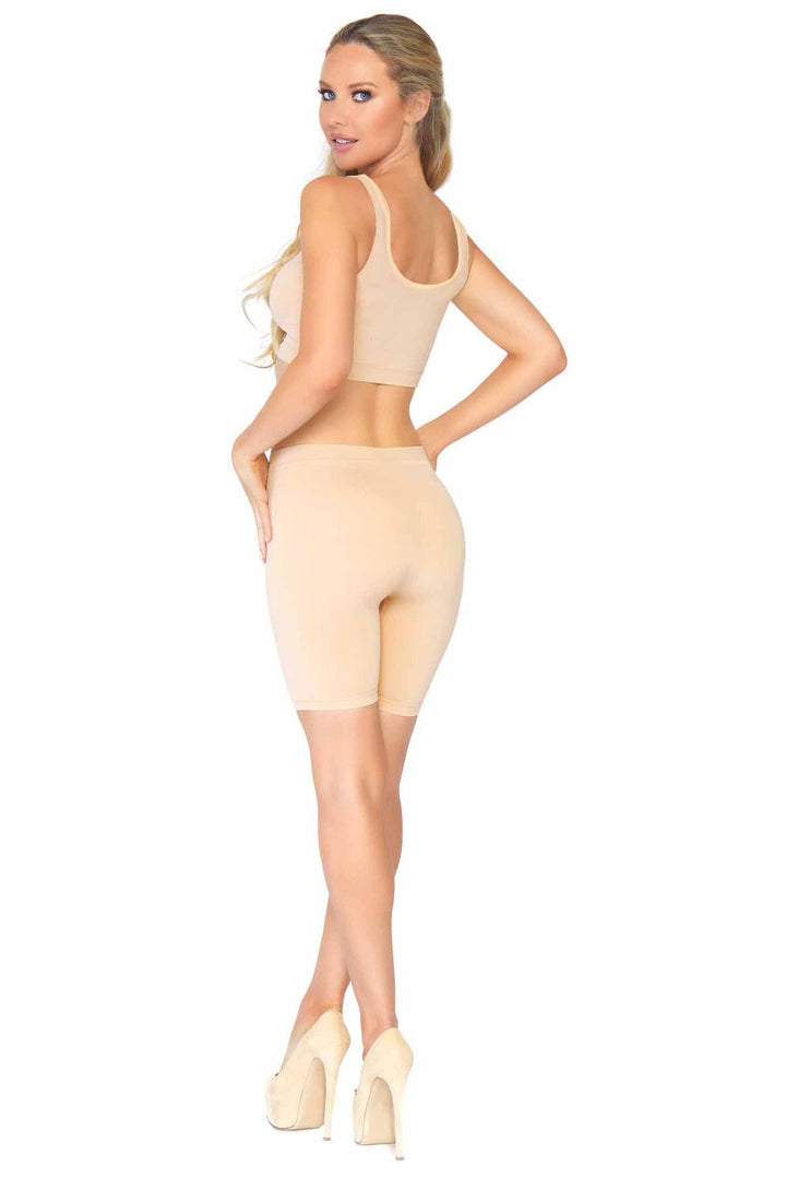 2 Piece Seamless Opaque Spandex Crop Tank And Bike Shorts-Shapewear-SEXYSHOES.COM