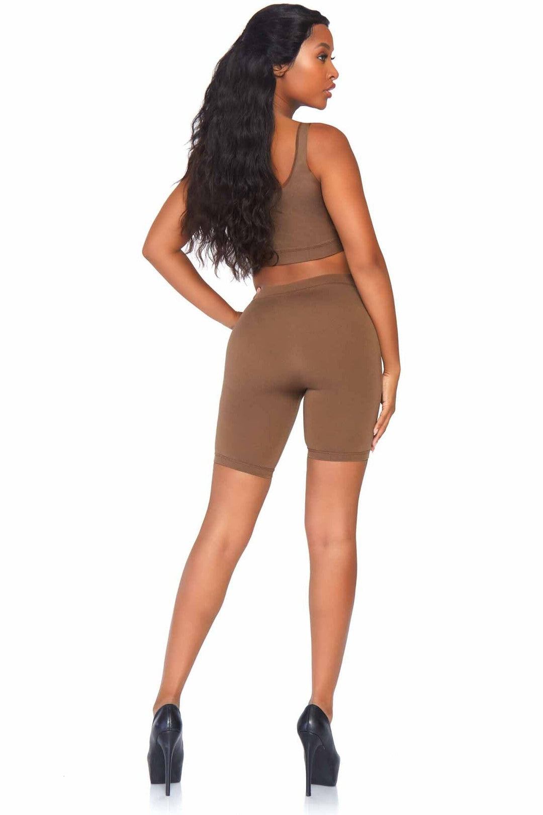 2 Piece Seamless Opaque Spandex Crop Tank And Bike Shorts-Shapewear-SEXYSHOES.COM