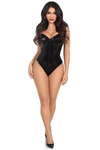 2 Piece Snap Crotch Bodysuit With Sequin & Detachable Clear Straps-Bodysuits-SEXYSHOES.COM
