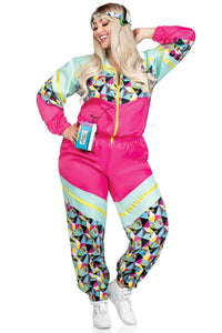 2 Piece Totally 80S Tracksuit, Includes Zip-Up Tracksuit & Headband-80&