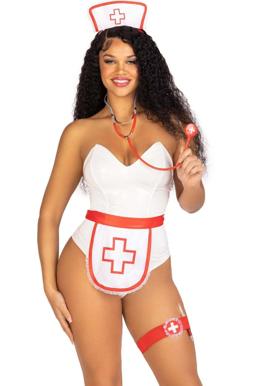 5 Piece Nurse Kit: Apron, Headband, Stethoscope, Garter, Syringe Pen-Costume Kits-SEXYSHOES.COM