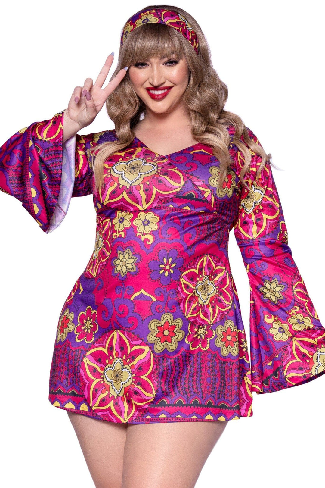 2 Piece RetroGo Go Dress With Headband Costume-80's Costumes-SEXYSHOES.COM