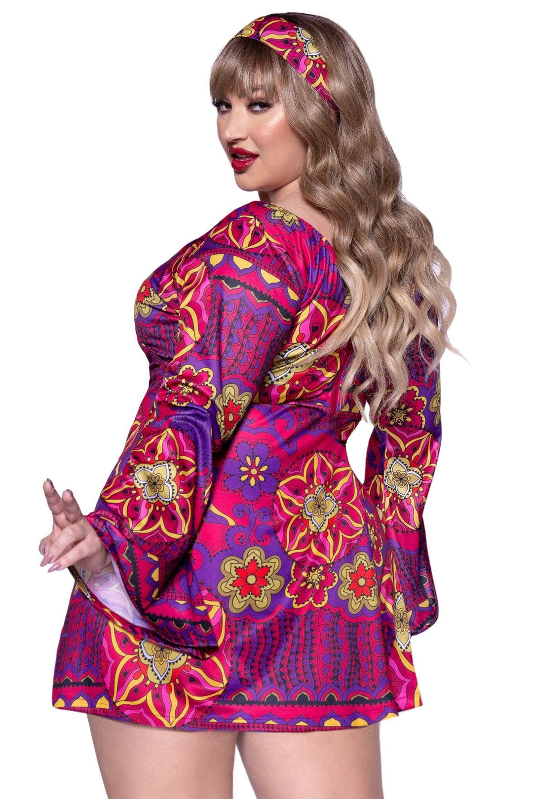 Leg Avenue 2 Piece RetroGo Go Dress With Headband Costume in Multi