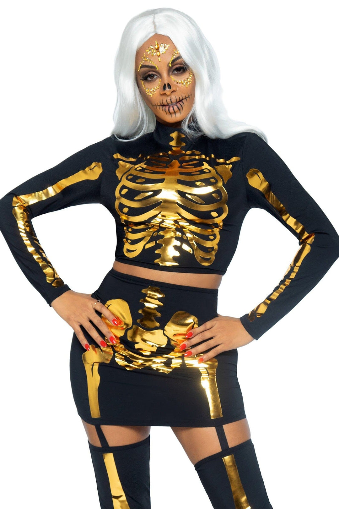 2 Piece Golden Skeleton-Zombie Costumes-SEXYSHOES.COM