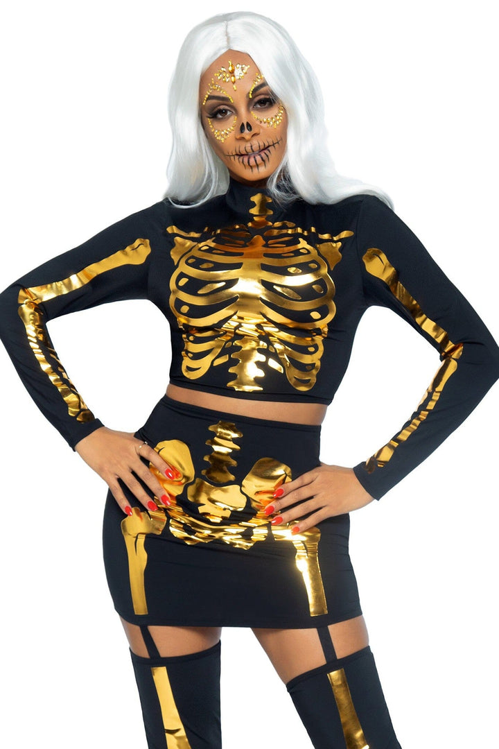 2 Piece Golden Skeleton-Zombie Costumes-SEXYSHOES.COM