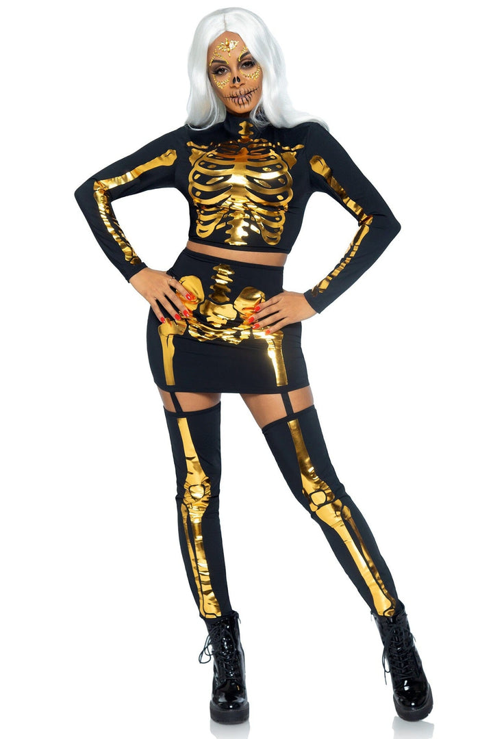 2 Piece Golden Skeleton-Zombie Costumes-SEXYSHOES.COM