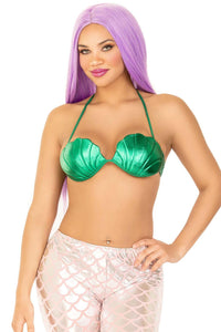 Leg Avenue Mermaid Shell Bra Green in Green  from SexyShoes.com