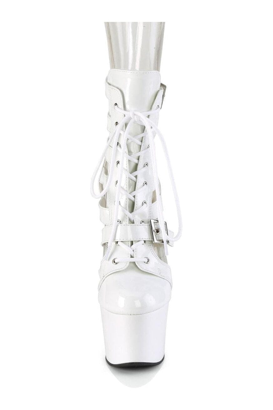 Pleaser ADORE-1013MST White Patent Ankle Boot in White Patent
