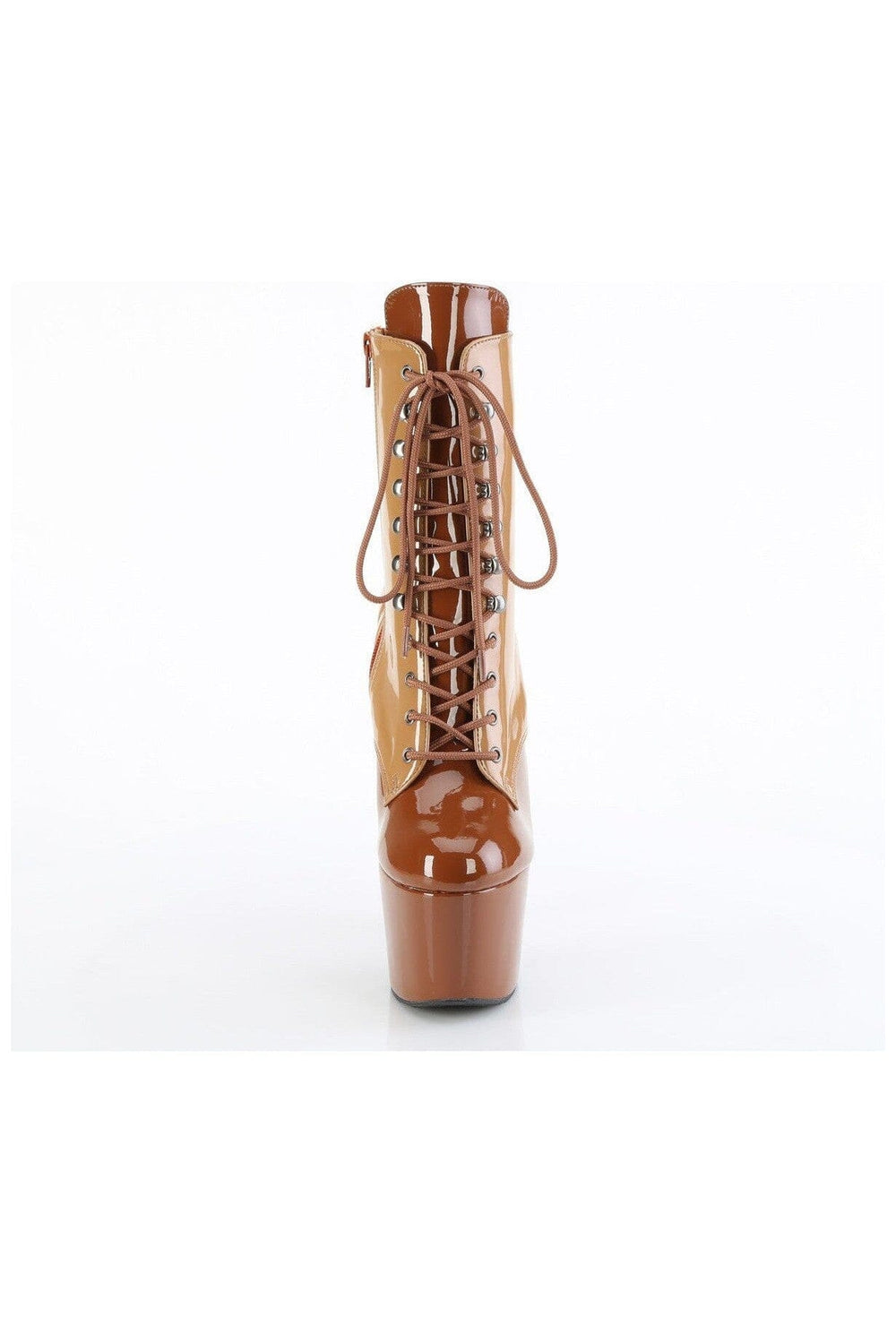 Pleaser ADORE-1020DC Brown Patent Ankle Boot in Brown Patent