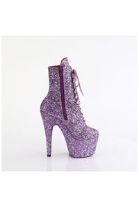 Pleaser ADORE-1020GWR Purple Glitter Ankle Boot in Purple Glitter