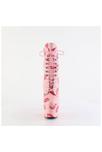 Pleaser ADORE-1020KISSES Pink Faux Leather Ankle Boot in Pink Faux Leather