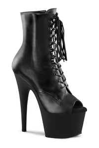 Pleaser ADORE-1021 Black Genuine Leather Ankle Boot in Black Genuine Leather from SexyShoes.com