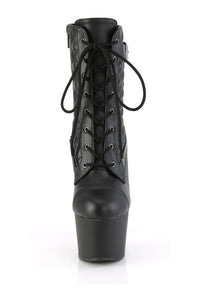 Pleaser ADORE-1033 Black Faux Leather Ankle Boot in Black Faux Leather