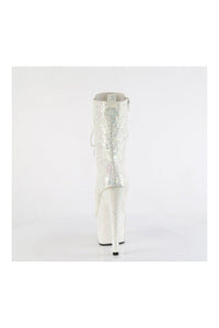 Pleaser ADORE-1040-IG White Glitter Ankle Boot in White Glitter