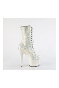 Pleaser ADORE-1040-IG White Glitter Ankle Boot in White Glitter