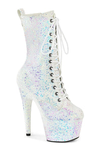 Pleaser ADORE-1040-IG White Glitter Ankle Boot in White Glitter from SexyShoes.com