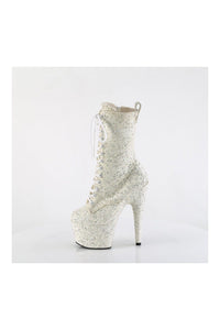Pleaser ADORE-1040GR Ivory Glitter Ankle Boot in Ivory Glitter