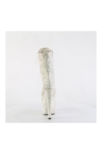 Pleaser ADORE-1040GR Ivory Glitter Ankle Boot in Ivory Glitter