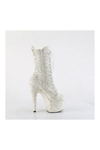 Pleaser ADORE-1040GR Ivory Glitter Ankle Boot in Ivory Glitter