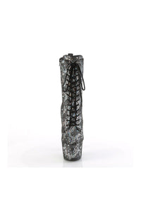 Pleaser ADORE-1040SPF Silver Fabric Ankle Boot in Silver Fabric