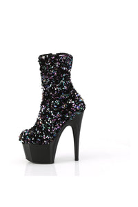 Pleaser ADORE-1042SQ Black Sequins Ankle Boot in Black Sequins
