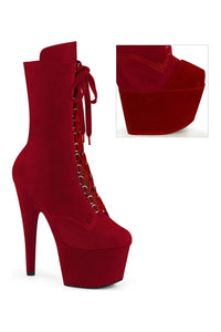 Pleaser ADORE-1045VEL Red Velvet Ankle Boot in Red Velvet from SexyShoes.com