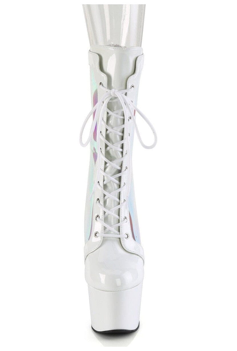 Pleaser ADORE-1047 White Patent Ankle Boot in White Patent