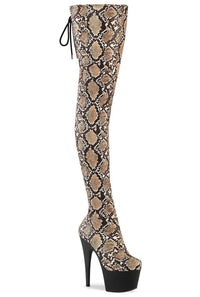Pleaser ADORE-3008SP-BT Animal Faux Leather Thigh Boot in Animal Faux Leather from SexyShoes.com