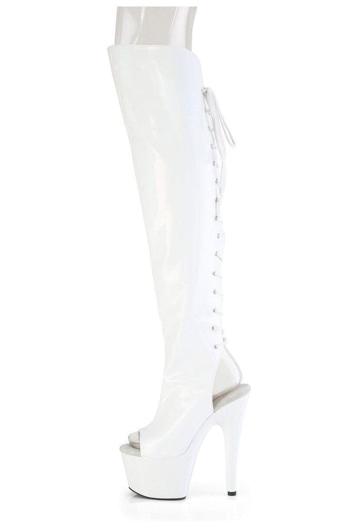 ADORE-3019HWR White Patent Knee Boot