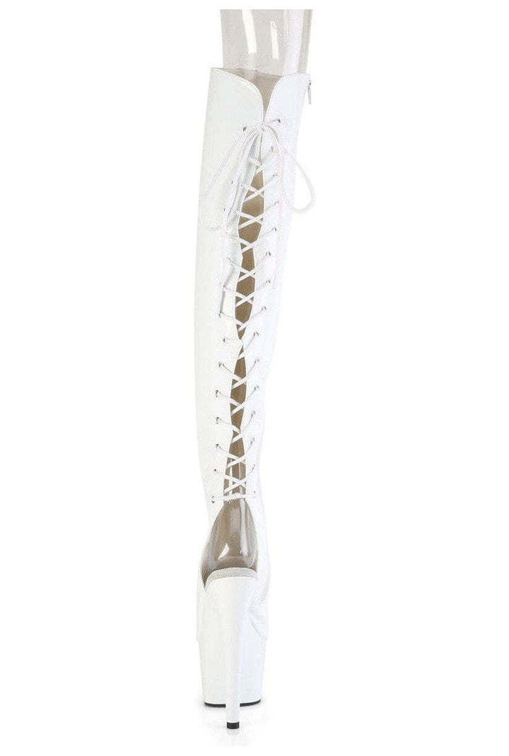 ADORE-3019HWR White Patent Knee Boot