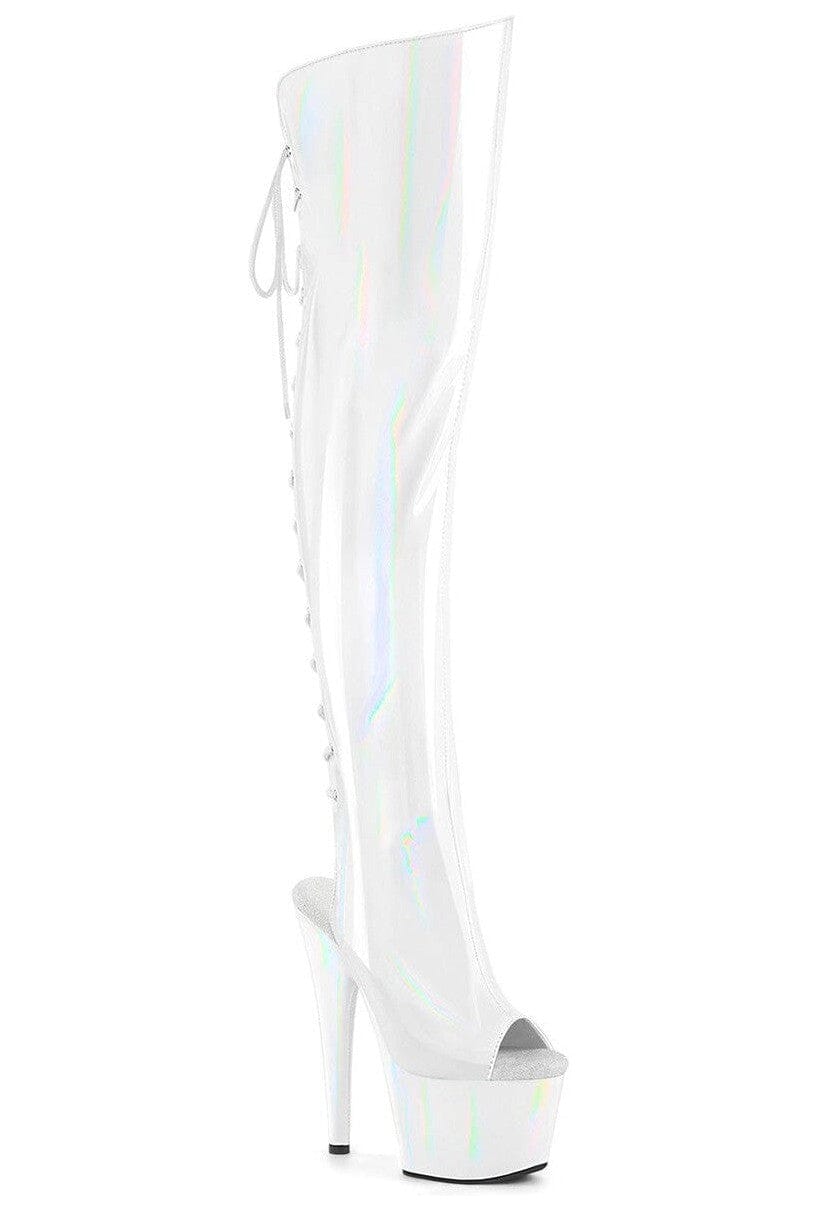 Pleaser ADORE-3019HWR White Patent Knee Boot in White Patent from SexyShoes.com