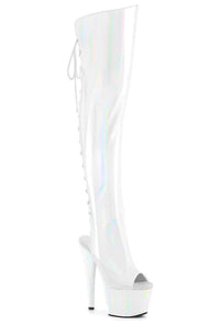 Pleaser ADORE-3019HWR White Patent Knee Boot in White Patent from SexyShoes.com