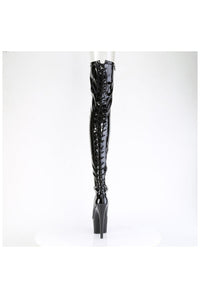 Pleaser ADORE-3850 Black Patent Thigh Boot in Black Patent