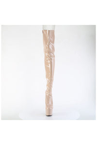 Pleaser ADORE-3850 Nude Patent Thigh Boot in Nude Patent