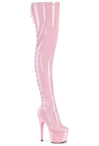 Pleaser ADORE-3850 Pink Patent Thigh Boot in Pink Patent from SexyShoes.com