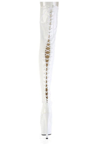 Pleaser ADORE-3850 White Patent Thigh Boot in White Patent
