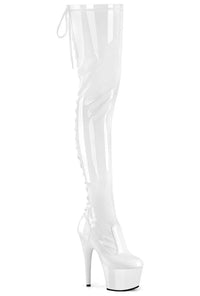 Pleaser ADORE-3850 White Patent Thigh Boot in White Patent from SexyShoes.com